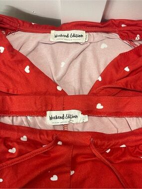 Stitches Red Heart-Print Pajama Shorts